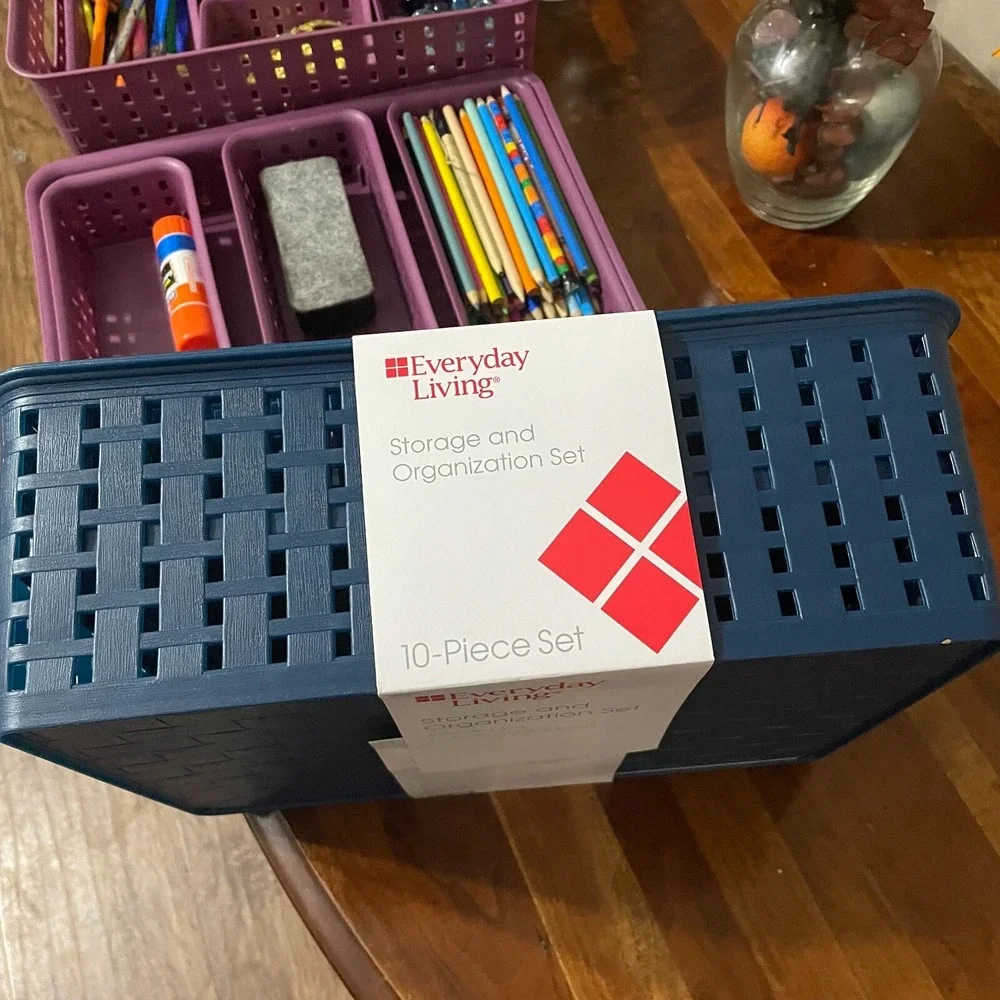 Everyday Living Storage Organization Set Assorted Size Office School Bins Basket